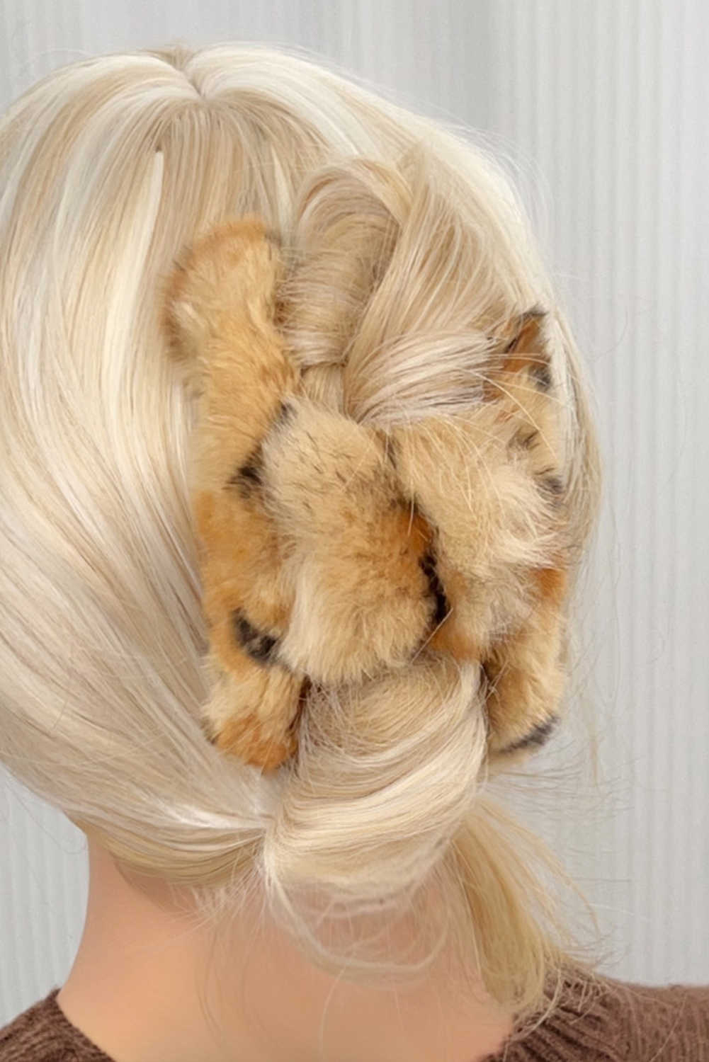 Thai Curry Leopard Fluffy Plush Hair Claw Clip