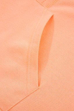 Grapefruit Orange Plaid Floral Patchwork Kangaroo Pocket Hooded Top