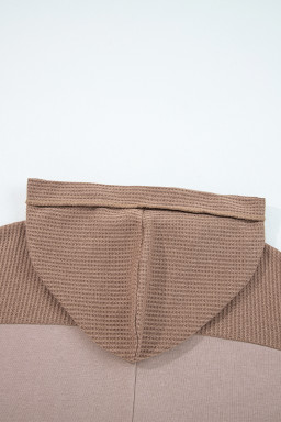 Goat Waffle Patchwork Plus Size Pocketed Hoodie