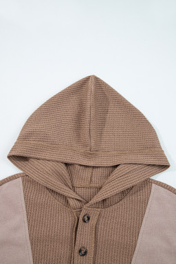 Goat Waffle Patchwork Plus Size Pocketed Hoodie