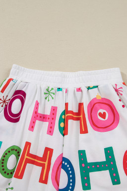 White Ho Ho Ho Letter Graphic Christmas Pajama Set