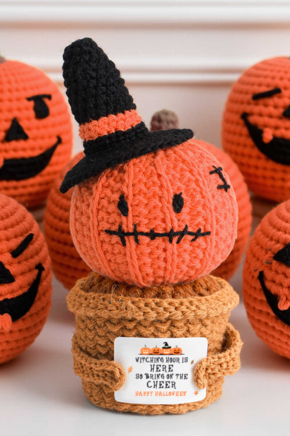 Carrot Cute Halloween Crochet Pumpkin Potted Doll Decor