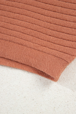 Apricot Pink Rib Knit Button Front Dolman Sleeve Cardigan