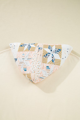 Beige Geometric Pattern Patchwork Hoodie