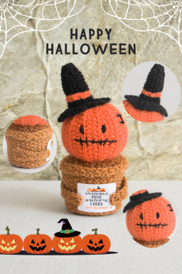Carrot Cute Halloween Crochet Pumpkin Potted Doll Decor