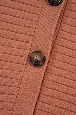 Apricot Pink Rib Knit Button Front Dolman Sleeve Cardigan