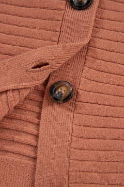 Apricot Pink Rib Knit Button Front Dolman Sleeve Cardigan