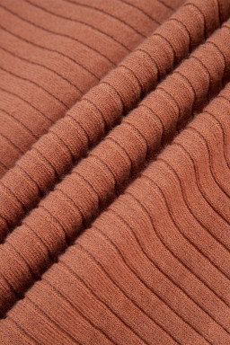 Apricot Pink Rib Knit Button Front Dolman Sleeve Cardigan