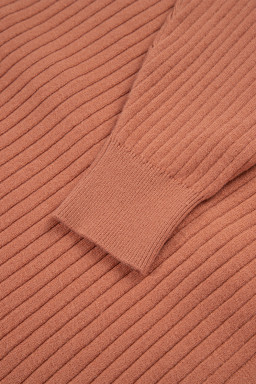 Apricot Pink Rib Knit Button Front Dolman Sleeve Cardigan