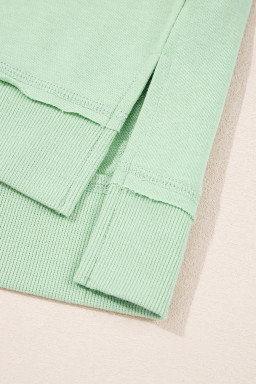 Clearly Aqua Lace Floral Patchwork Hooded Henley Top