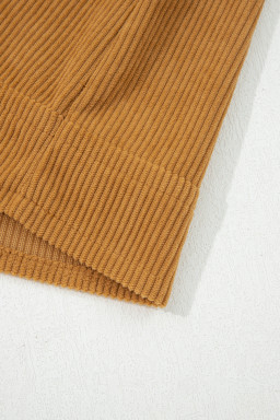 Beige Corduroy Exposed Seam Sleeveless Mini Dress