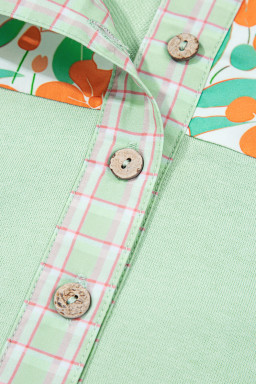 Clearly Aqua Lace Floral Patchwork Hooded Henley Top