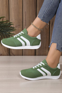 Blackish Green Patchwork Breathable Lace Up Sneakers