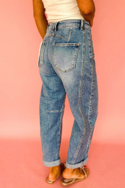 Dusk Blue Vintage Washed Seam Detail Jeans