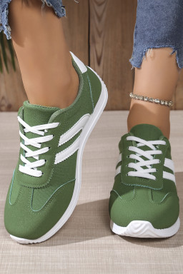 Blackish Green Patchwork Breathable Lace Up Sneakers