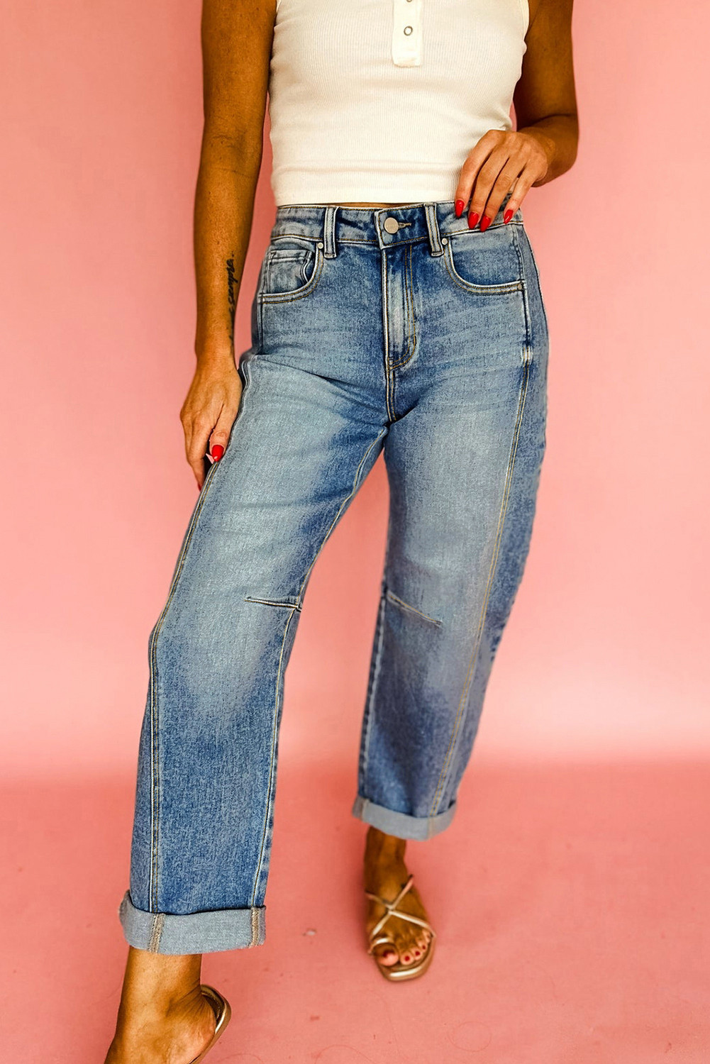 Dusk Blue Vintage Washed Seam Detail Jeans
