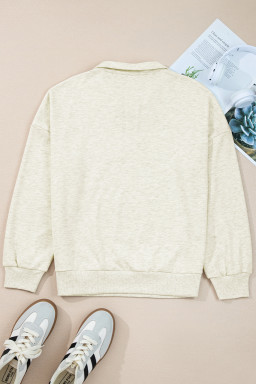 Light Grey Pop of Color Collared Patchwork Pullover Sweatshirt