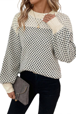 Black Colorblock Bishop Sleeve Knit Sweater