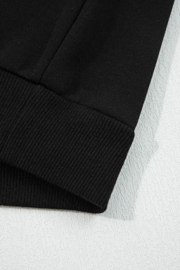 Black Varsity Stripe Detail Drop Shoulder Pullover Mini Skort Set