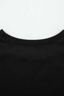 Black Varsity Stripe Detail Drop Shoulder Pullover Mini Skort Set