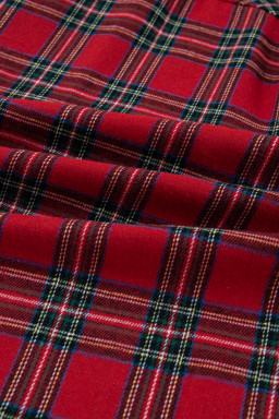 Red Plaid Contrast Color Christmas Holiday Long Sleeve Shirt and Shorts Pajama Set