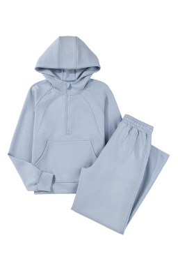 Beau Blue Half Zip Thumbhole Sleeve Hoodie Active Pants 2pcs Outfit