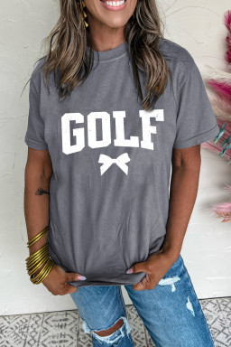 Gray GOLF Bow Heat Transfer Printing Casual T Shirt