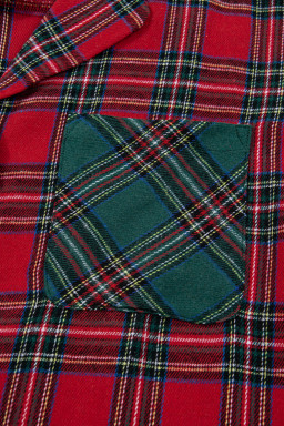 Red Plaid Contrast Color Christmas Holiday Long Sleeve Shirt and Shorts Pajama Set