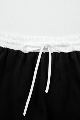 Black Varsity Stripe Detail Drop Shoulder Pullover Mini Skort Set