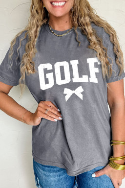 Gray GOLF Bow Heat Transfer Printing Casual T Shirt