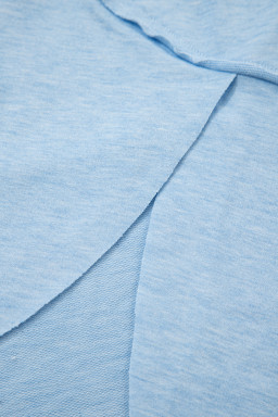 Myosotis Notched Neck Terry Raw Hem Long Sleeve Top