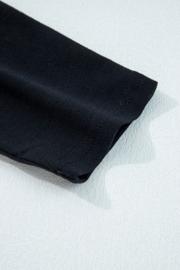 Black  Asymmetric Seam Detail Solid Color Long Sleeve Top
