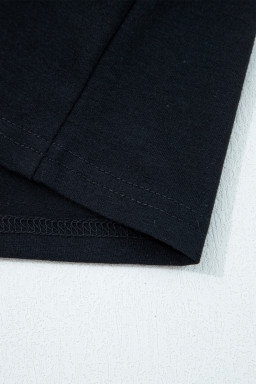 Black  Asymmetric Seam Detail Solid Color Long Sleeve Top