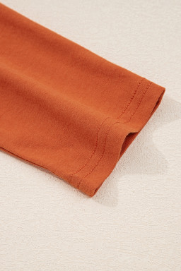 Red Clay Asymmetric Seam Detail Solid Color Long Sleeve Top