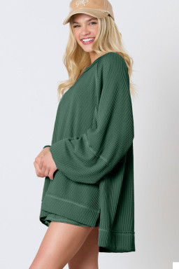 Mist Green Corded Lantern Sleeve Top High Waist Ruffled Mini Skort Set