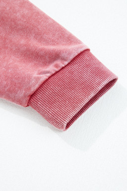 Racing Red Solid Color Raglan Sleeve Pullover Sweatshirt