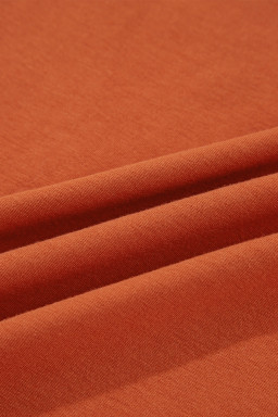 Red Clay Asymmetric Seam Detail Solid Color Long Sleeve Top