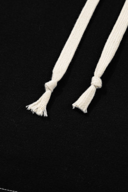 Black Contrast Trim Kangaroo Pocket Hoodie