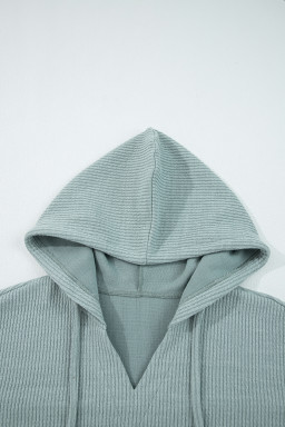 Clearly Aqua Ribbed Drop Shoulder Knit Hoodie