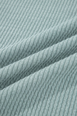 Clearly Aqua Ribbed Drop Shoulder Knit Hoodie