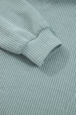 Clearly Aqua Ribbed Drop Shoulder Knit Hoodie
