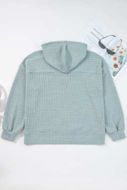 Clearly Aqua Ribbed Drop Shoulder Knit Hoodie