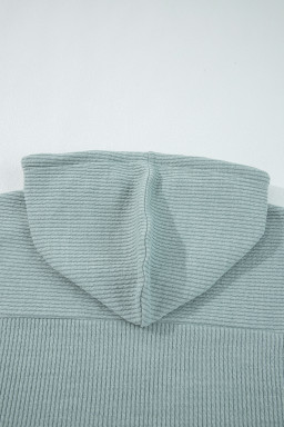 Clearly Aqua Ribbed Drop Shoulder Knit Hoodie