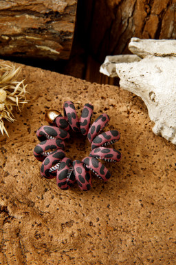 Rose Red Leopard Telephone Spiral Hair Tie