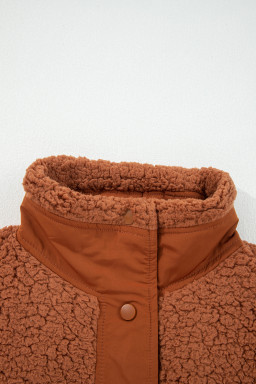 Cinnamon Faux Fur Snap Button Front Knot Side Plush Vest