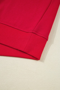 Fiery Red Varsity Striped Detail Cropped Pullover Wide Leg Pants 2pcs Outfit