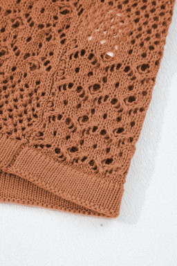 Redwood Burl Mix Pattern Hollow Knit Open Front Cardigan