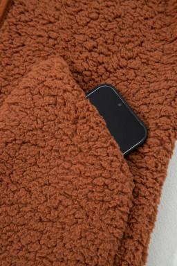 Cinnamon Faux Fur Snap Button Front Knot Side Plush Vest