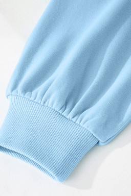 Beau Blue Colorblock Snap Buttons Pullover Sweatshirt