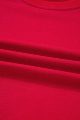 Fiery Red Varsity Striped Detail Cropped Pullover Wide Leg Pants 2pcs Outfit